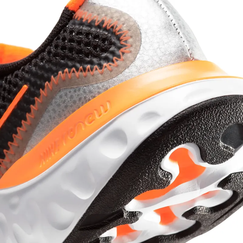 Nike Renew Run Black Total Orange (PS) Black/Chrome/Particle Grey (CT1436-001)