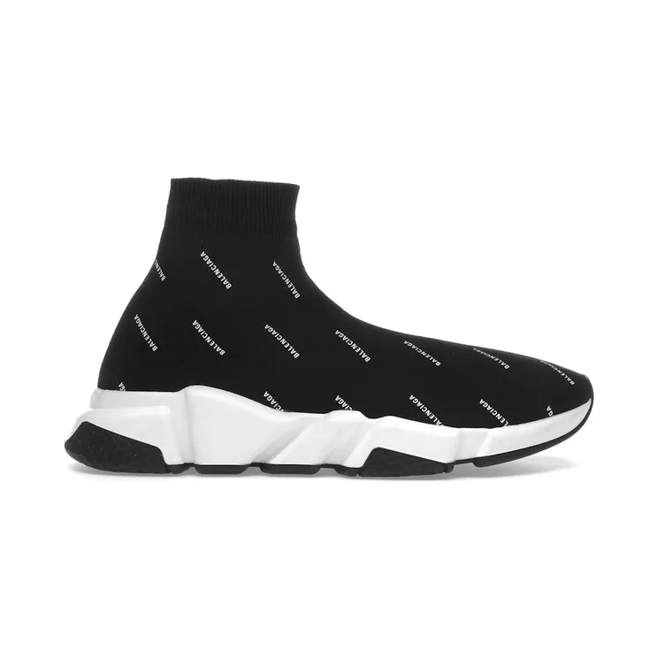 Balenciaga Speed Trainer Mid Logo Print Black