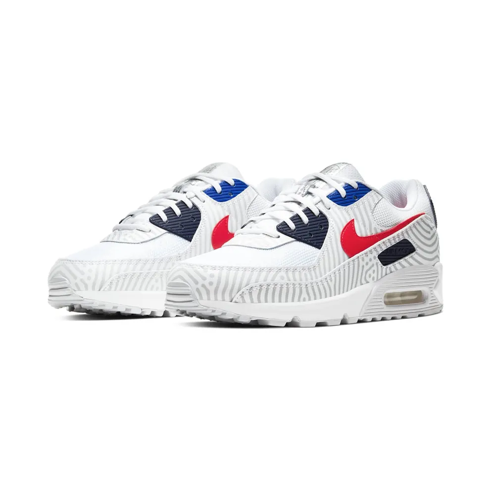 Nike Air Max 90 Euro Tour (2020) White/Midnight Navy-Bright Blue-University Red (CW7574-100)