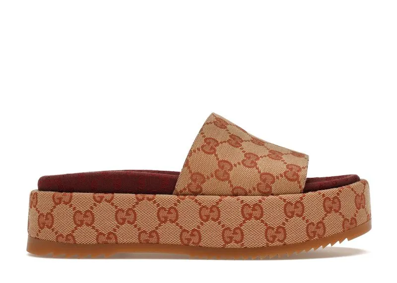 Gucci GG Supreme Platform Sandal Dark Red (573018KQW008366)