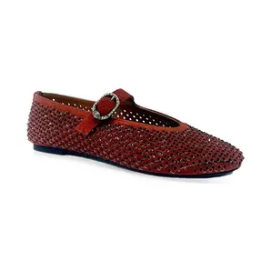 Kurt Geiger London Mayfair crystal-embellished buckle-fastening ballet flats “Red” (2656354209)