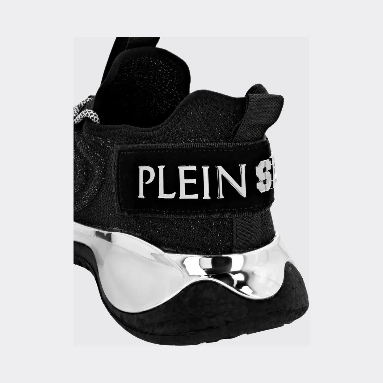 Plein Sport Runner Low-Top Sneakers in Viscose Jersey with Serrated Sole Black (SADSUSC0525STE003N02) (2)