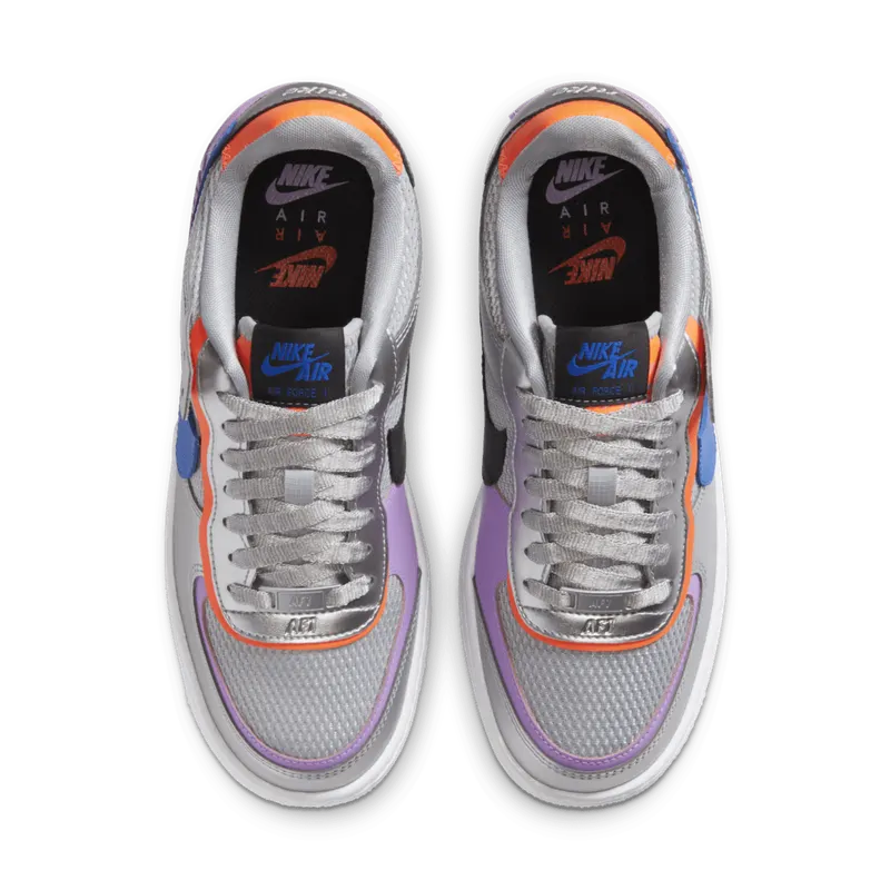 Nike Air Force 1 Shadow Metallic Silver (W) Metallic Silver/Fuchsia Glow-Hyper Crimson-Racer Blue (CW6030-001)