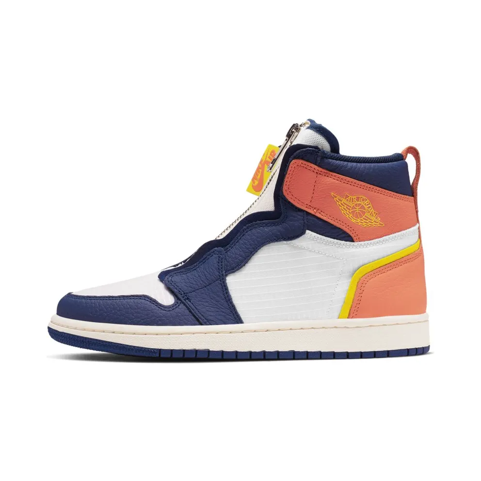 Jordan 1 Retro High Zip Blue Void Turf Orange (W) Sail/Bright Citron-Blue Void-Turf Orange (AQ3742-100)