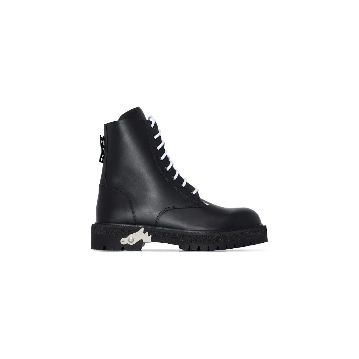 OFF-WHITE Lace Up Combat Boots Black Leather (OMID003R21LEA0011000)