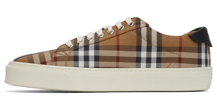 Burberry Brown Check Canvas & Calfskin Sneakers (8048156) (3)