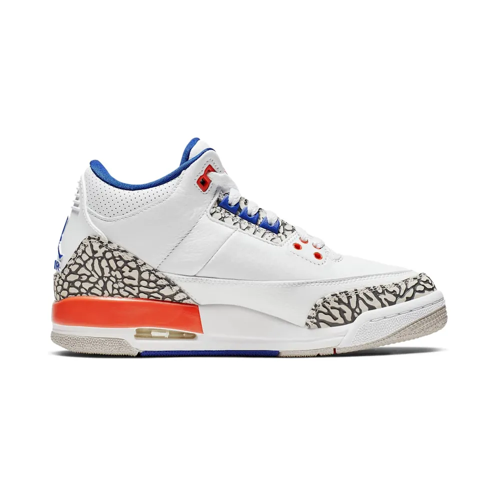 Jordan 3 Retro Knicks (GS) White/Old Royal-University Orange-Tech Grey (398614-148)