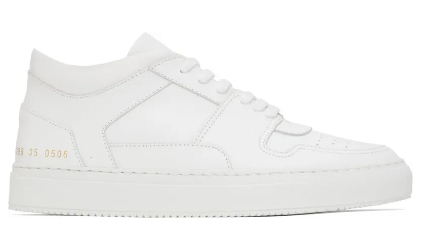 Common Projects White Decades Mid Sneakers (6088)