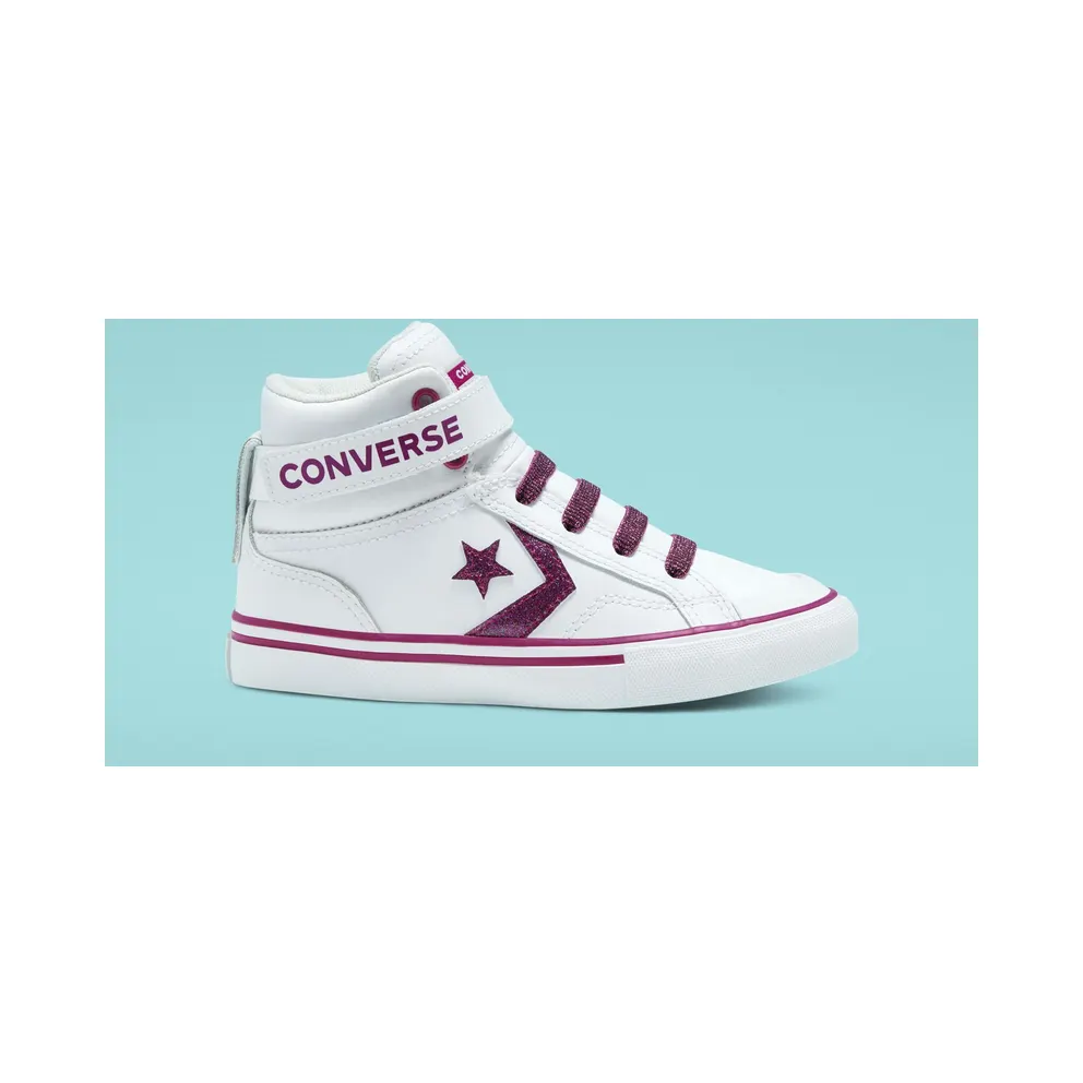 Converse Big Kids Coated Glitter Pro Blaze Strap High Top White White (668475C)
