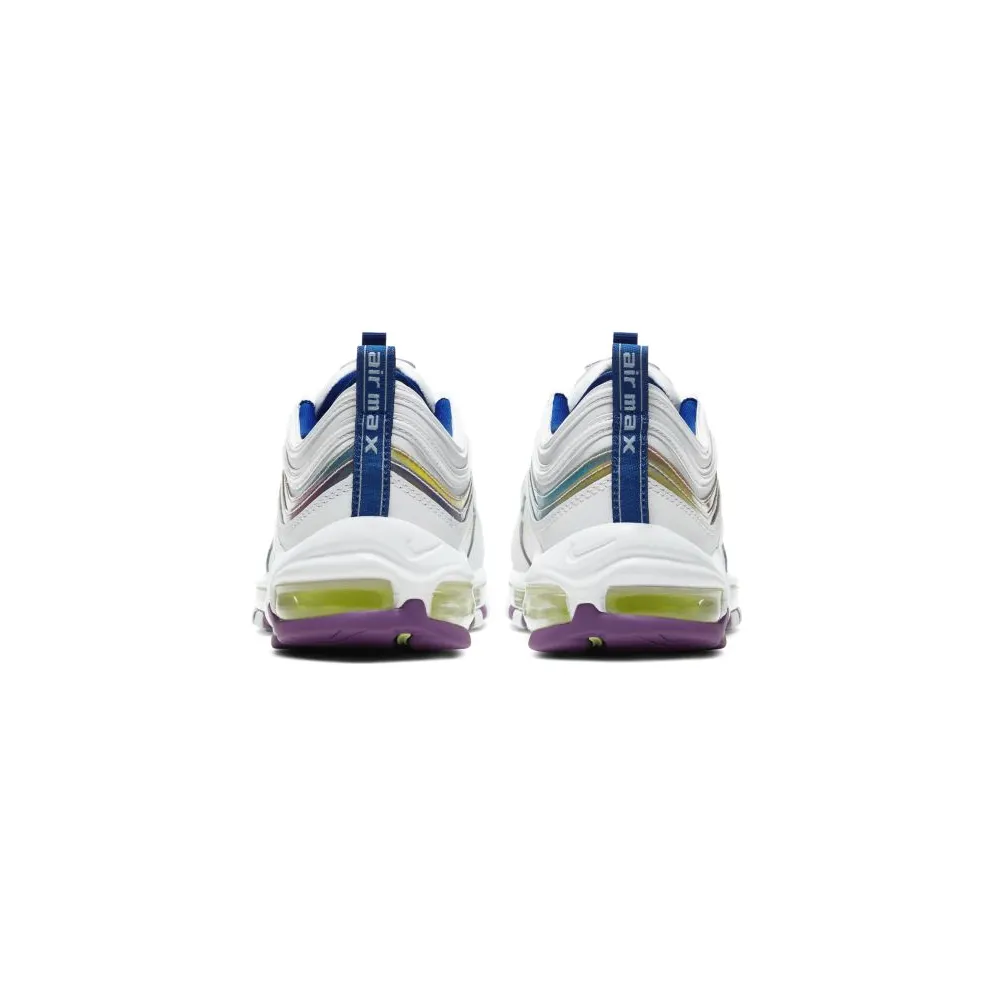 Nike Air Max 97 White Iridescent Stripes (W) White/Washed Coral-Purple-Blue-Volt (CW2456-100)
