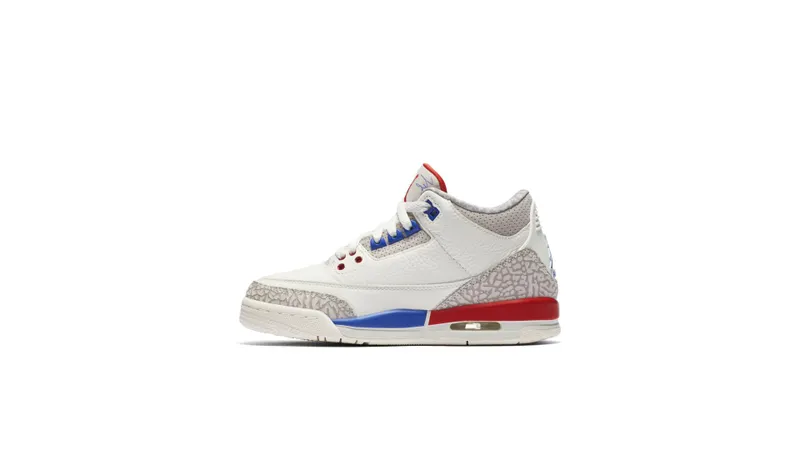 Jordan 3 Retro International Flight (GS) Sail/Sport Royal-Light Bone-Fire Red (398614-140)