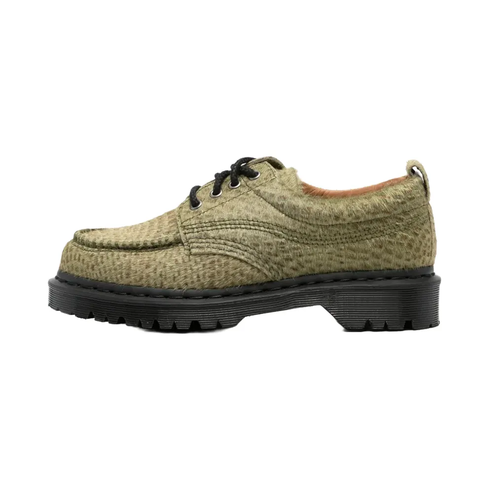 Dr Martens Lowell Hair On Leather Moc Toe “Olive Green – Pebble Emboss Hair On” (42836300)