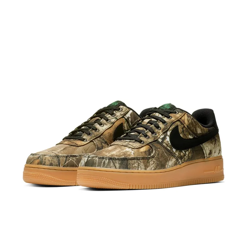Nike Air Force 1 Low Realtree Black Black/Black-Aloe Green-Gum Medium Brown (AO2441-001)