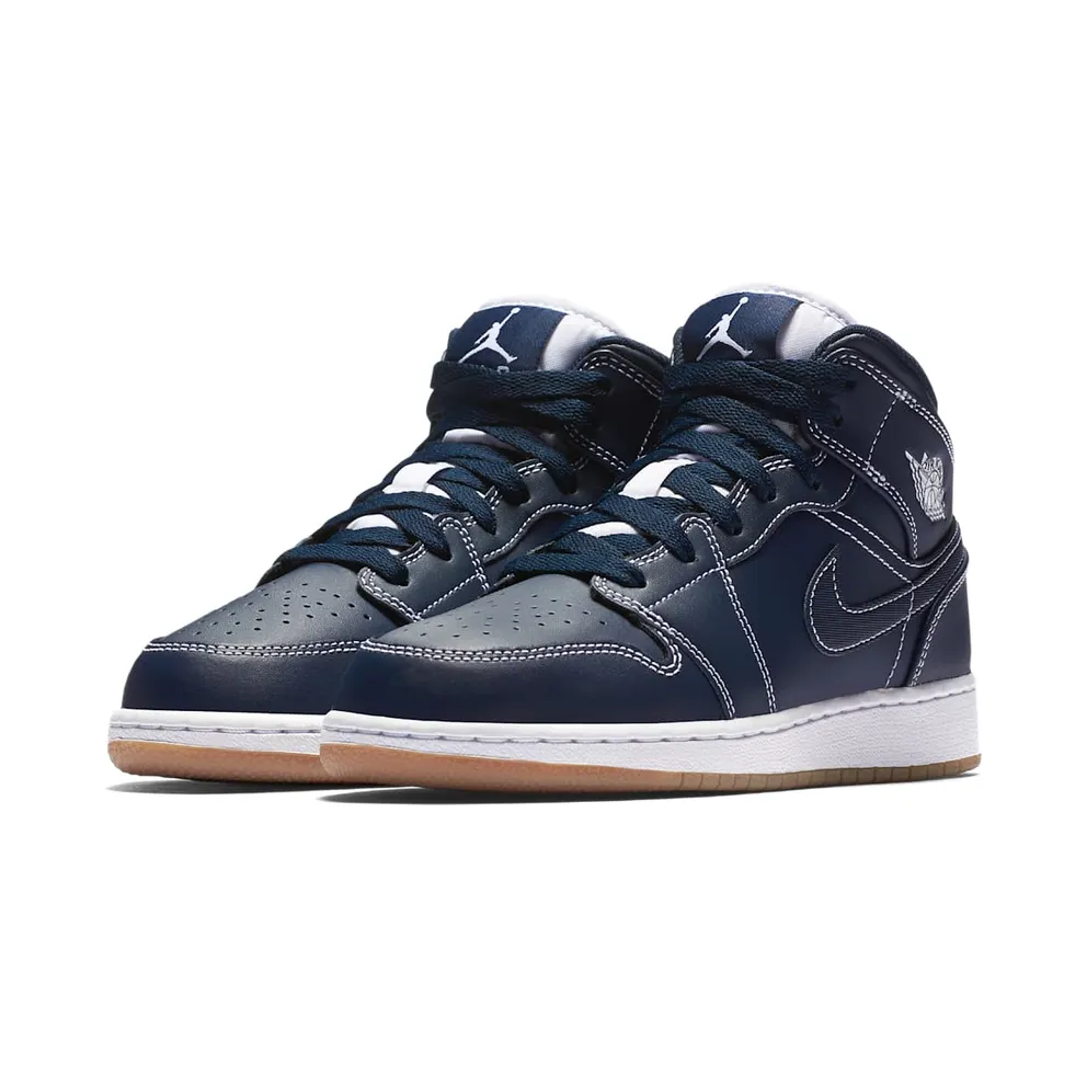 Jordan 1 Retro Mid Derek Jeter RE2PECT (GS) Obsidian/White-Gum Light Brown (554725-402)