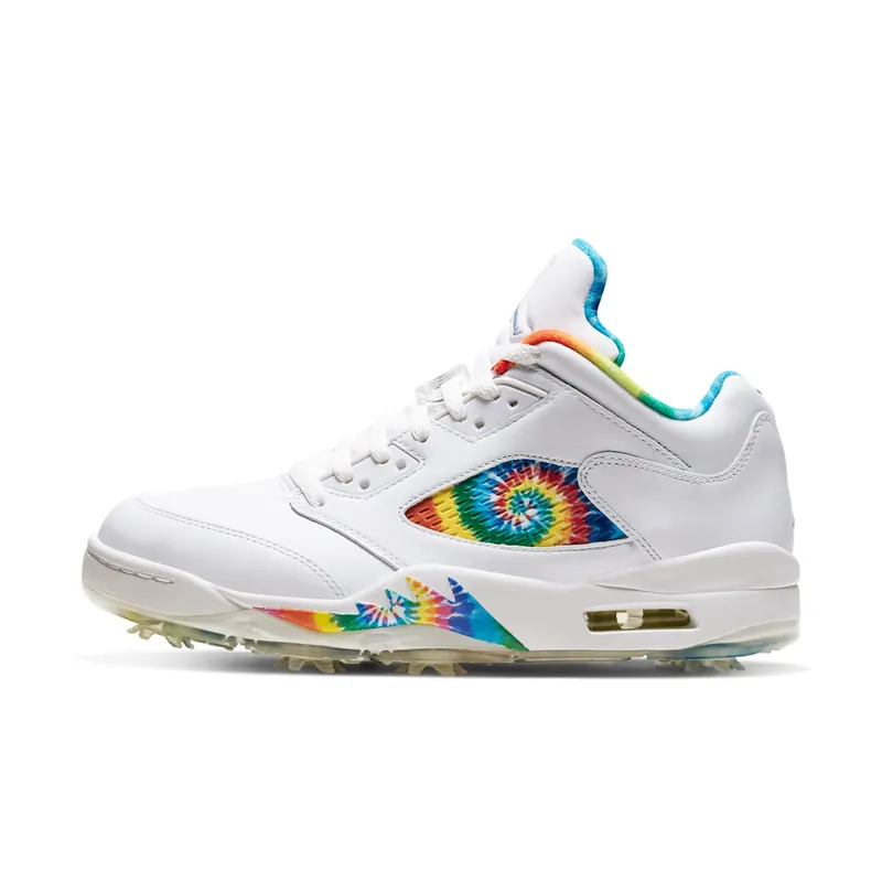 Jordan 5 Retro Low Golf Tie Dye Summit White/Deep Royal-Indigo Fog-Lemon Venom (CW4205-100)