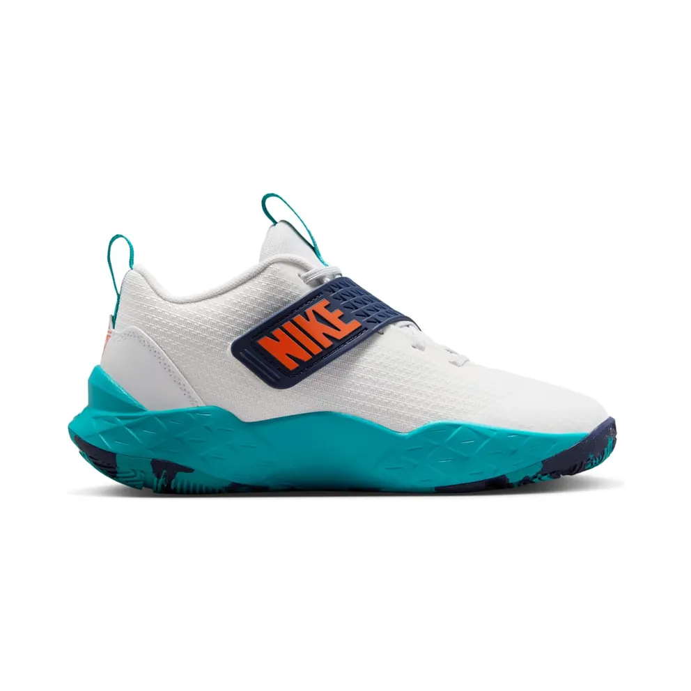 Nike Team Hustle D 12 GS ‘Summit White’ “Summit White / Energy / Midnight Navy / Safety Orange” (HF6279-107)
