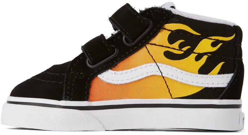 Vans Baby Black & Yellow Hot Flame Sk8-Mid Reissue V Sneakers (T VN0A5DXD99C)