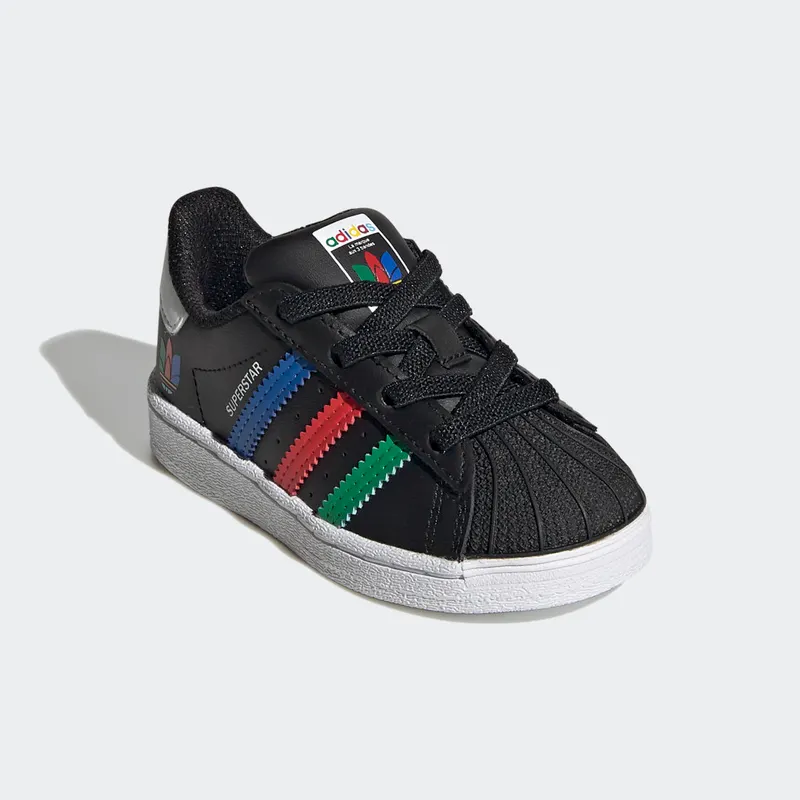 Adidas Superstar Infant ‘Colorful Stripes – Core Black’ Core Black/Green/Cloud White (FW5239)