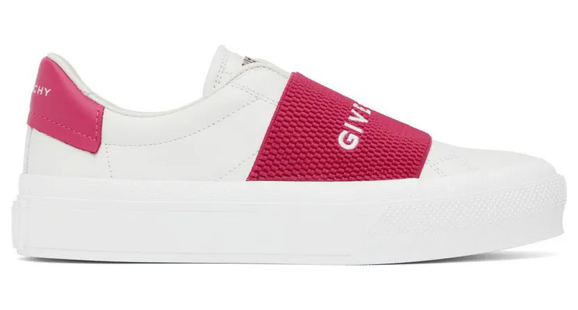 Givenchy White & Pink City Sport Low-Top Sneakers (BE0029E1H4149)