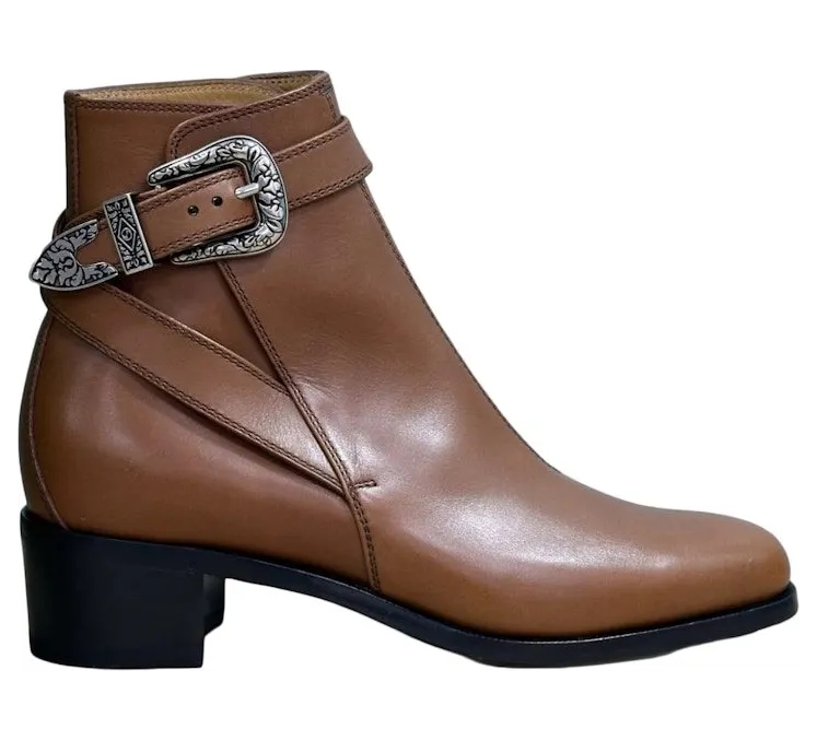Gucci Buckled Ankle Leather Boot Brown (723657 1W600 2535)