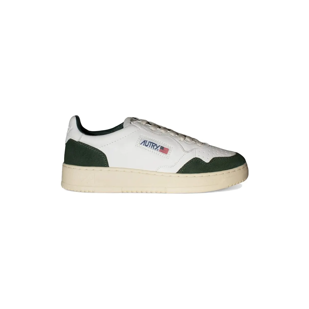 Autry Medalist Leather Low White Bottle Green (AULM-GS42)