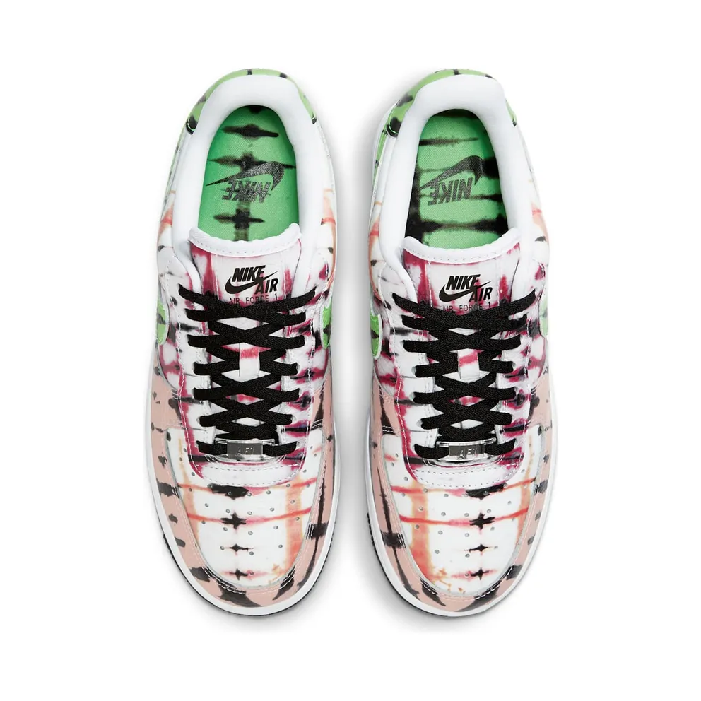 Nike Air Force 1 Low Black Tie Dye (W) White/Green Strike-Washed Coral-Black (CW1267-101)