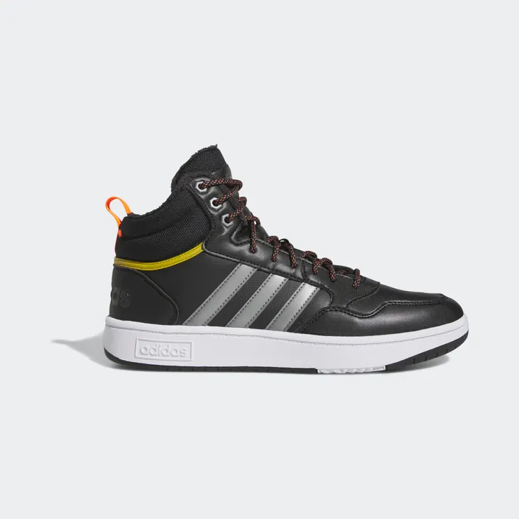 adidas Hoops 3.0 Mid Lifestyle Basketball Classic Winterschoenen Core Black / Iron Metallic / Pulse Olive (HR1440)