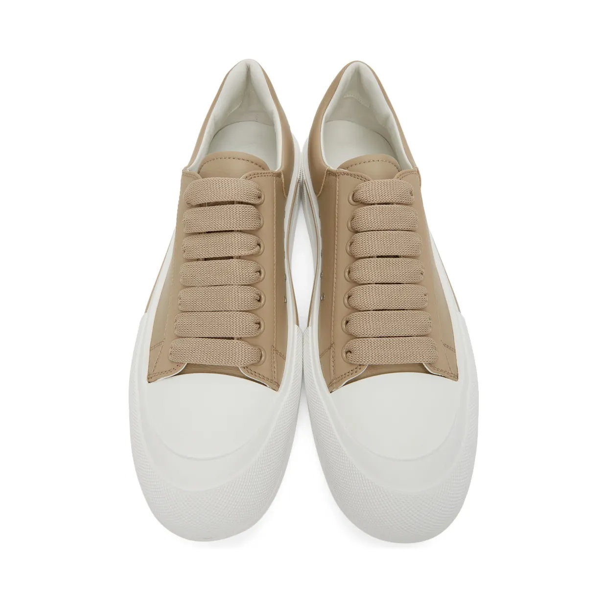 Alexander McQueen Beige Leather Colored Stripe Sneakers (667817WIB63) (5)