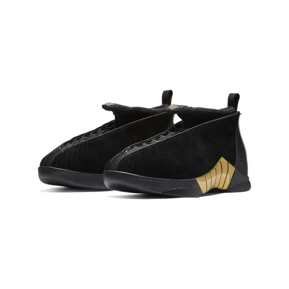 Jordan 15 Retro Doernbecher 2018 (GS) Black/White-Metallic Gold (BV7110-017)