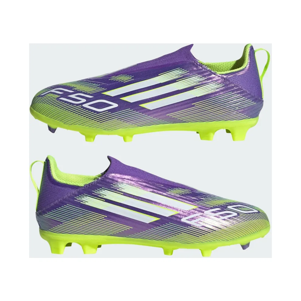 adidas F50 League Laceless FG/MG Purple Rush Cloud White Lucid Lemon (JH7743)