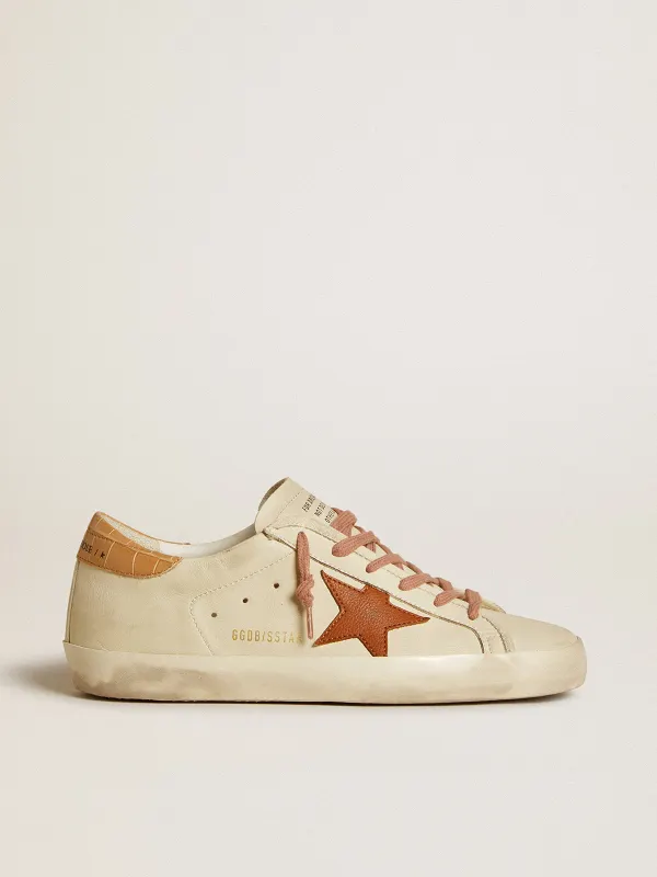 Golden Goose Women’S Super-Star With Leather Star And Crocodile-Print Leather Heel Tab (GWF00101.F006546.12117)