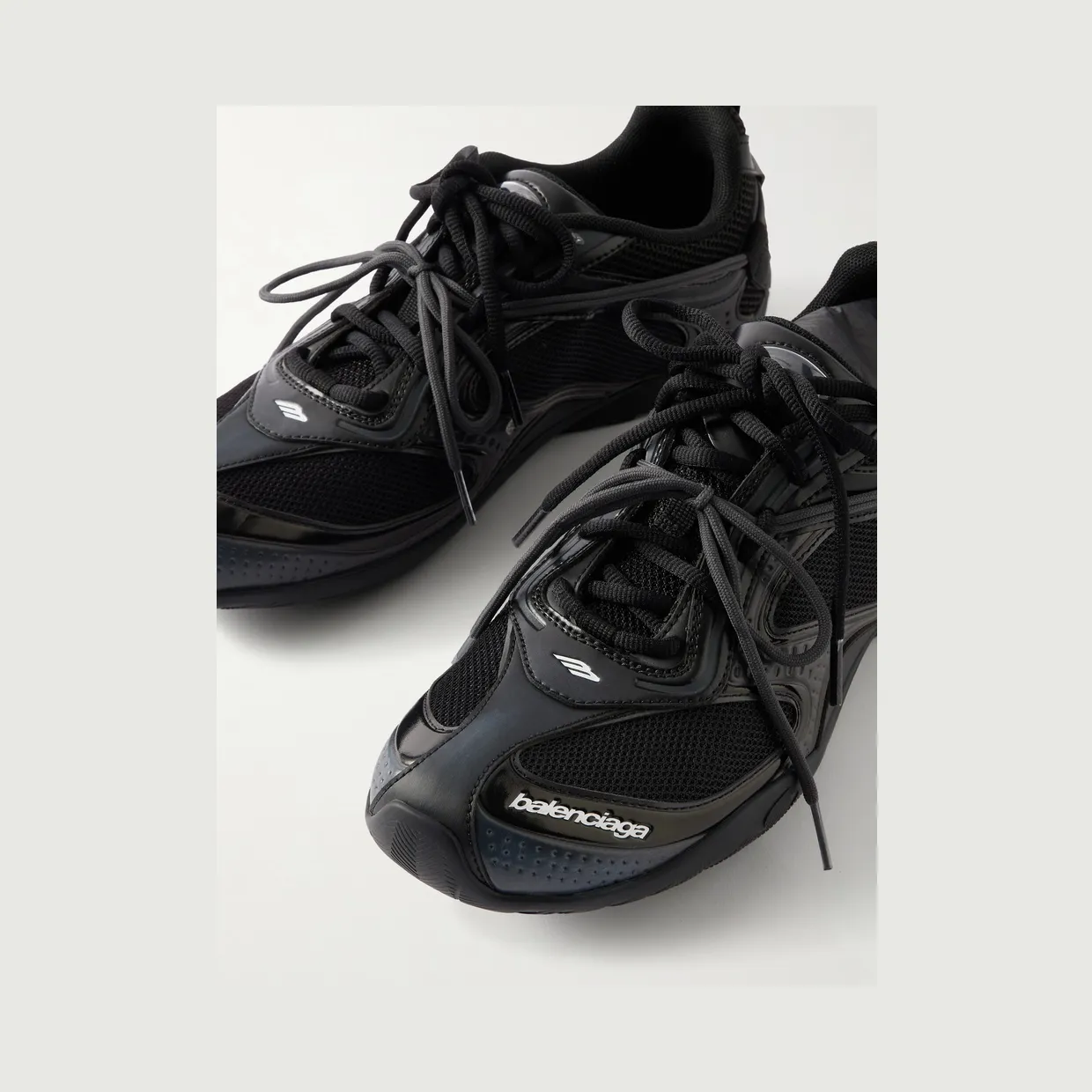 Balenciaga Radar Leather-Trimmed Mesh Sneakers Black (865703WSTEO) (5)