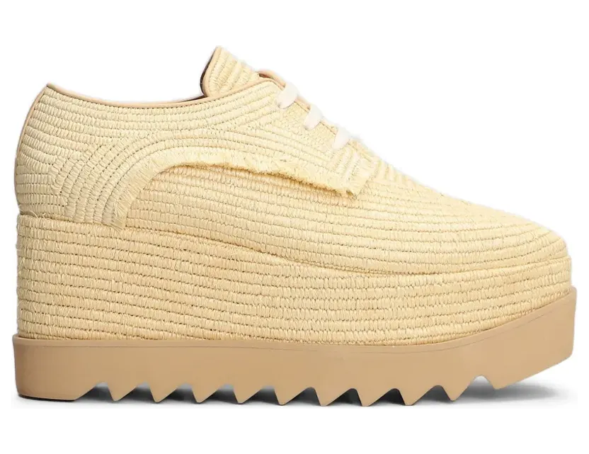 Stella McCartney Elyse raffia sneakers met plateauzool – Beige (810663E00303)