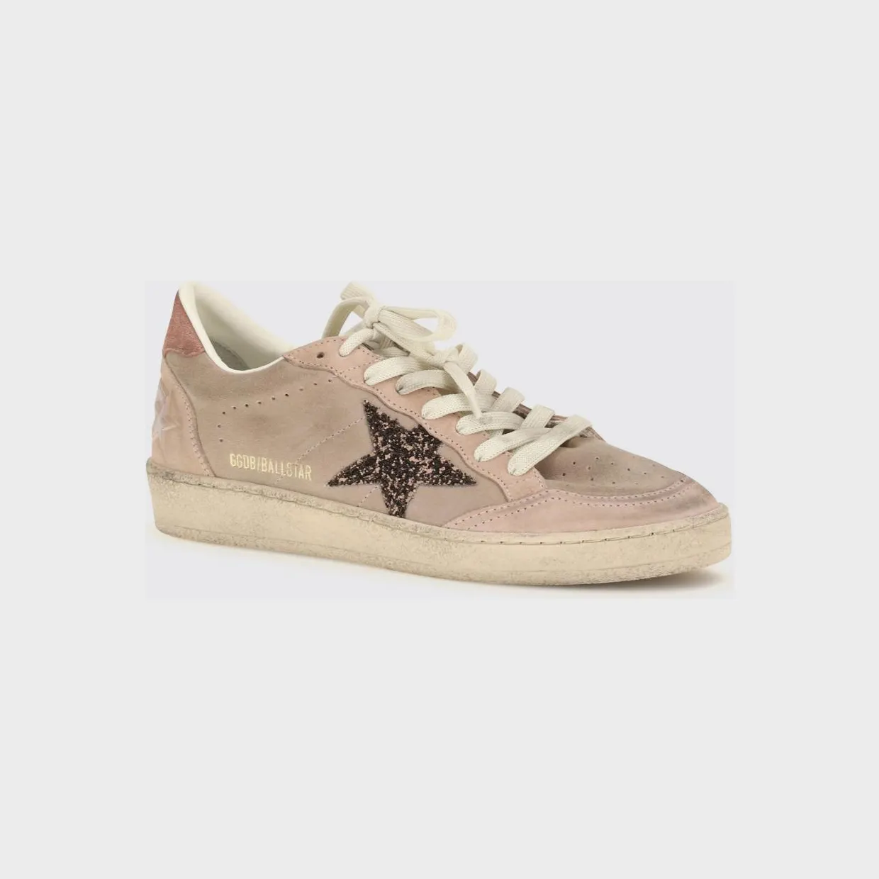 Golden goose Ball Star Suede Trainers with Glitter Logo Pink (GWF00117F00869425819)