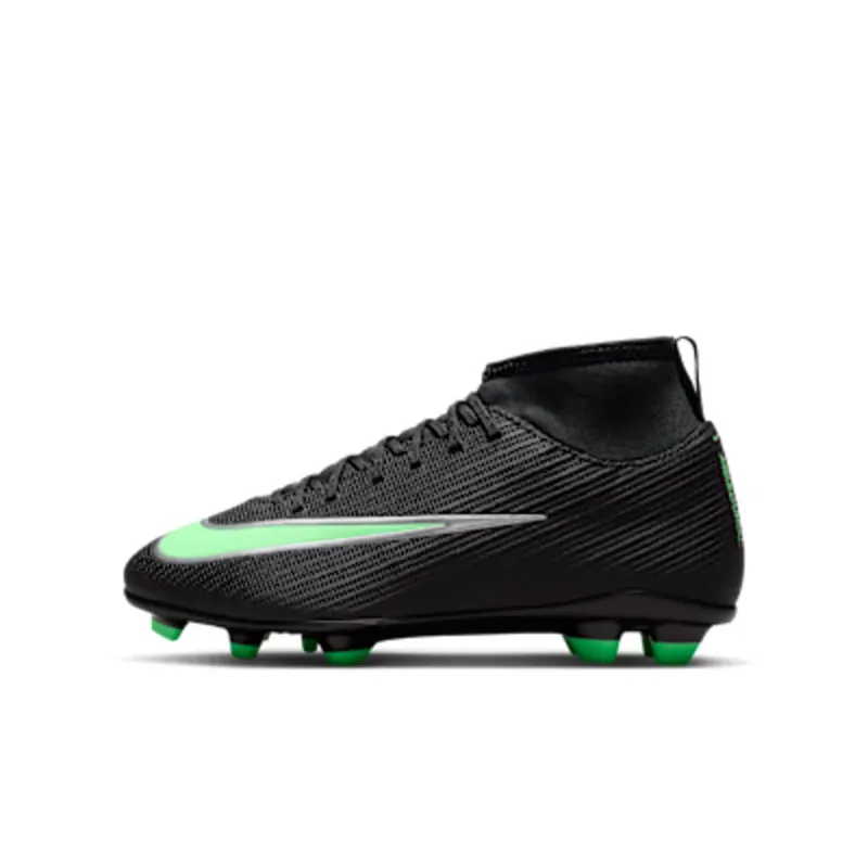 Nike Jr. Mercurial Superfly 11 Club ‘ Multi-Ground High-Top “Black/Black/Illusion Green” (IO1552-001)