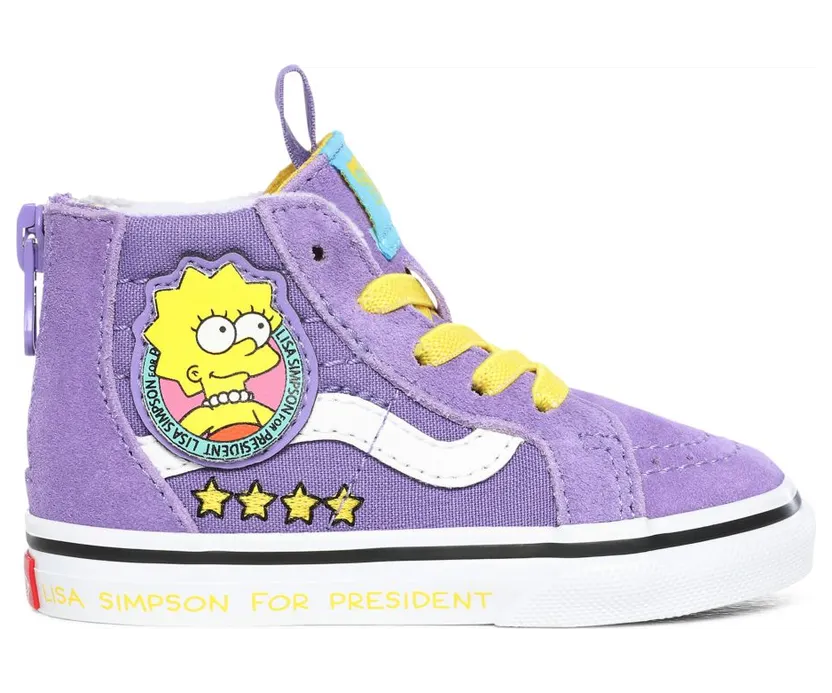 VANS The Simpsons X Vans Lisa 4 Prez Sk8-hi Zip Peuterschoenen Paars (VN0A4BV117G)