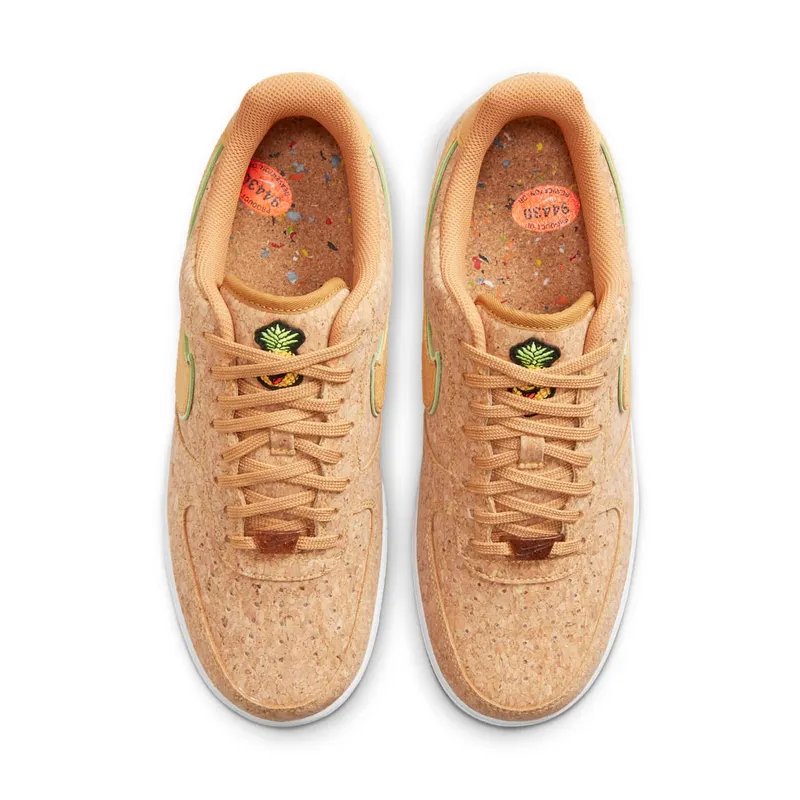 Nike Air Force 1 ’07 PRM ‘Cork’ – Happy Pineapple (2021) – “Multicolor / Metallic Gold / Flux / Lime Glow” (DJ2536-900)