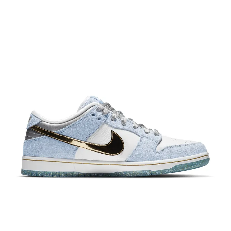 Nike  SB Dunk Low Sean Cliver (Special Box) Ice Blue/White-Metallic Gold-Metallic Silver (DC9936-100)