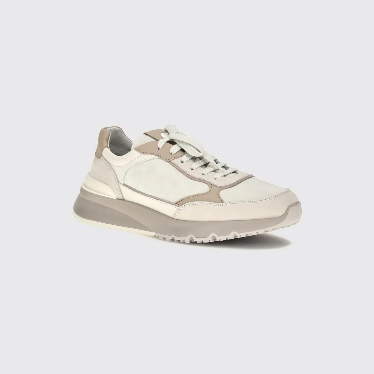 Brunello cucinelli Bicolor Suede and Leather Low-Top Sneakers with Serrated Sole White (MZUSNEO355CTG72)