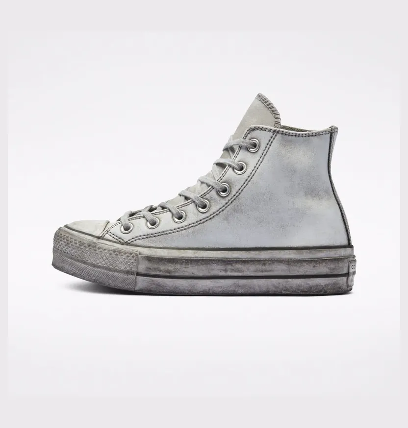 Converse Chuck Taylor All Star Leather Smoke Platform High Top White/white Smoke In (562909C)