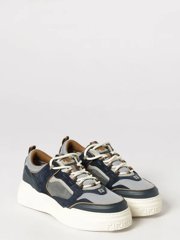 Fendi Force Low-Top Suede Calfskin Trainers with Chunky Sole Blue (7E1929AY1YF1WPM)