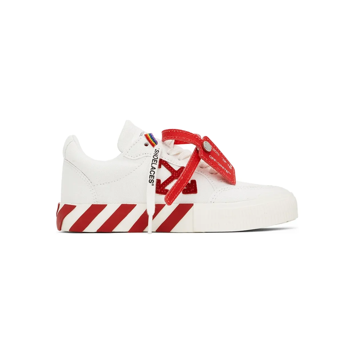 Off-White Kids White & Red Canvas Vulcanized Low Sneakers (OBIA003F21FAB0010125)