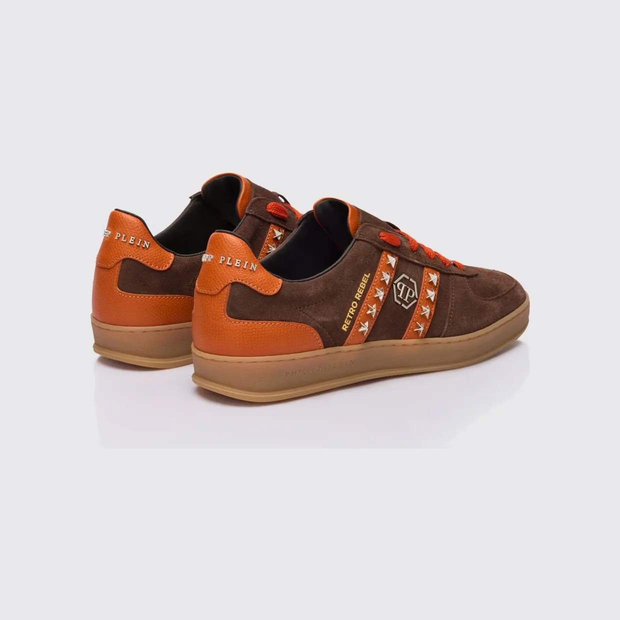 Philipp plein Retro Rebel Suede Sneakers with Applied Stars Brown (SAFSUSC0911PLE009N04) (2)