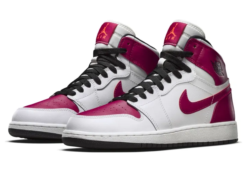 Air Jordan 1 Retro High’White Sport Fuchsia’ GS White/Sport Fuchsia-Hot Lava-Black (332148-108)