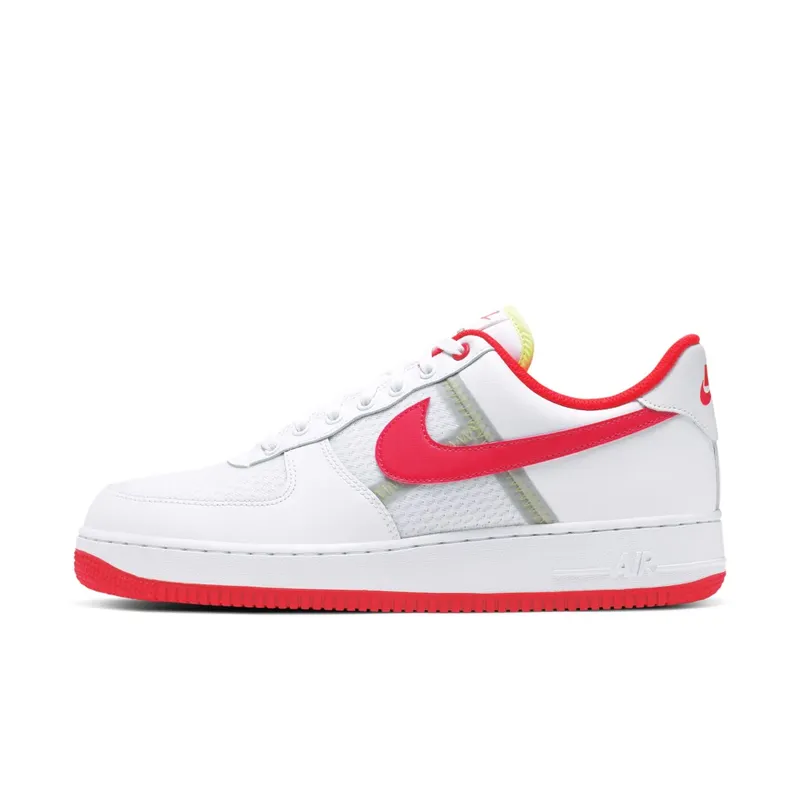 Nike Air Force 1 Low Transparent White Crimson White/Bright Crimson-Barely Volt-Pale Ivory (CI0060-102)