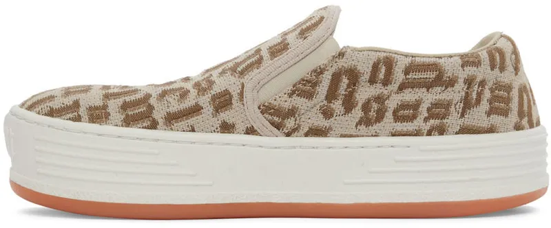 Palm Angels Beige Jacquard Logo Sneakers (PWIA040S22FAB0016160)
