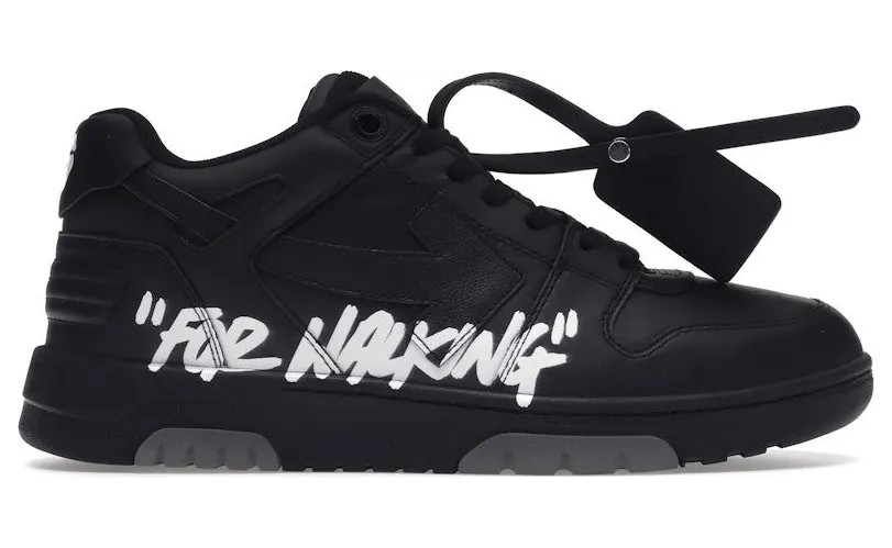 OFF-WHITE Out Of Office OOO “For Walking” Low Tops Black White (OMIA189C99LEA0021001)