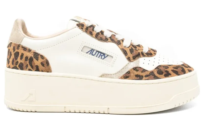 Autry Medalist leren sneakers met luipaard-print – Wit (PTLWKE01)