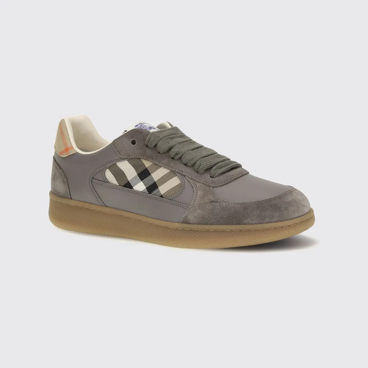 BURBERRY Terrace Leather and Suede Sneakers with Vintage Check Motif Sand (8127509)