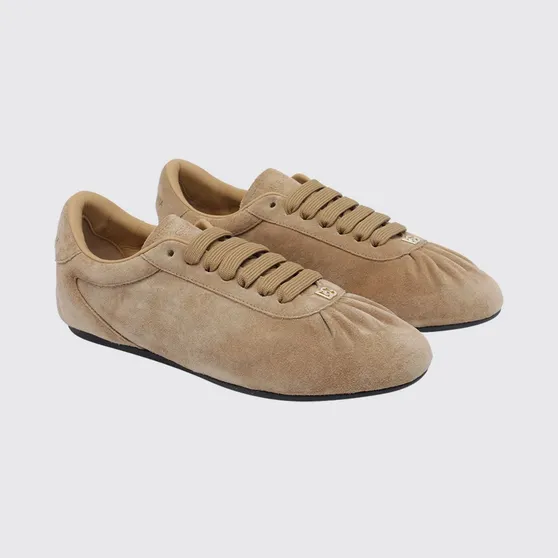 Dolce & Gabbana Suede Low-Top Sneakers with Embossed Logo Beige (CK2485A05818X076)